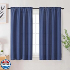 WelvetBLK Blue Curtains for Bedroom Living Room 54 Inch Length 2 Panels Set,