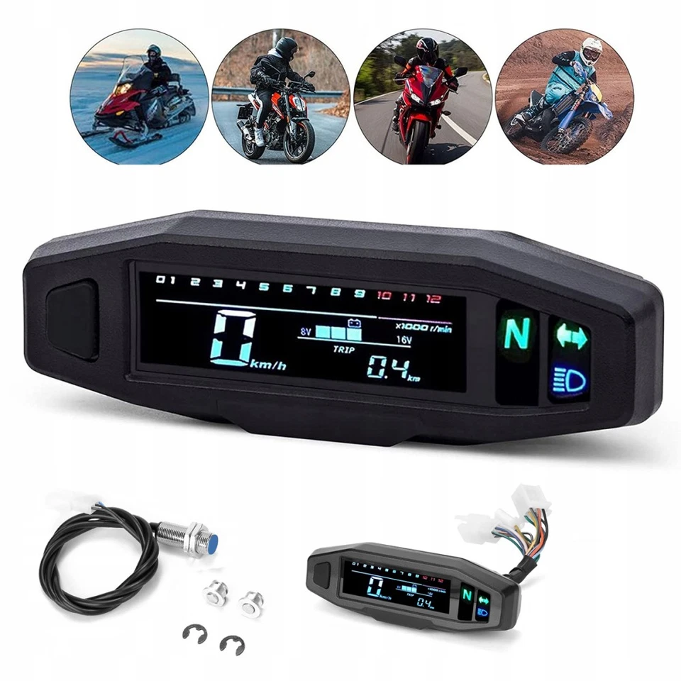 Motorrad Digital LCD Tachometer Kilometerzähler RPM KMH Odometer 12V DE - Bild 4 von 4