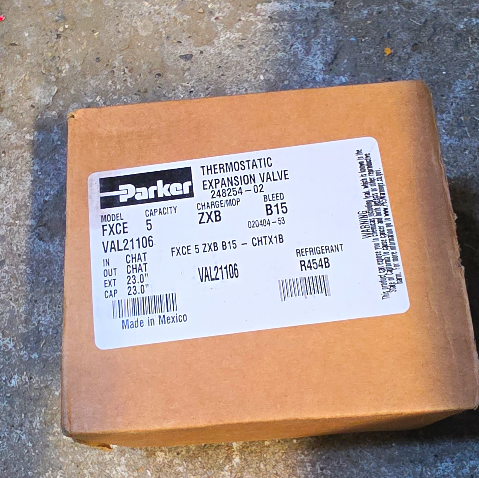 Parker Thermostatic Expansion Valve TXV FXCE VAL21106 248254-02 R454B