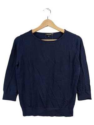 MORE & MORE Damen Pullover Gr. 34 XS Blau 3/4-Arm Basic Viskose