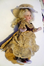Antique Silk FRENCH FASHION  Dress +Hat for 5-6"MIGNONETTE S+H ALL BISQUE  DOLL