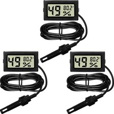 Mini Digital Temperature Humidity Meters Gauge with Probe Gauge LCD Fahrenhei...