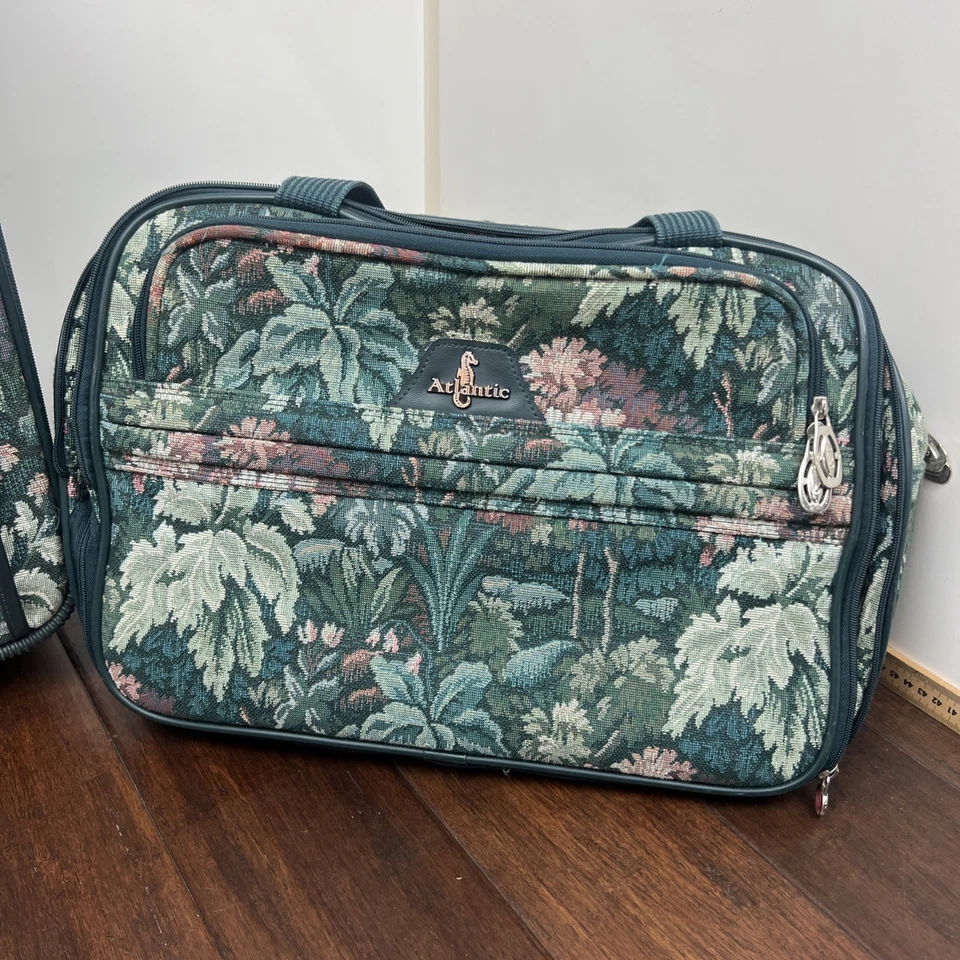 Atlantic Luggage-Vintage 3 Piece Luggage Set Floral Pattern With Handle & Wheel - Image 4 of 4