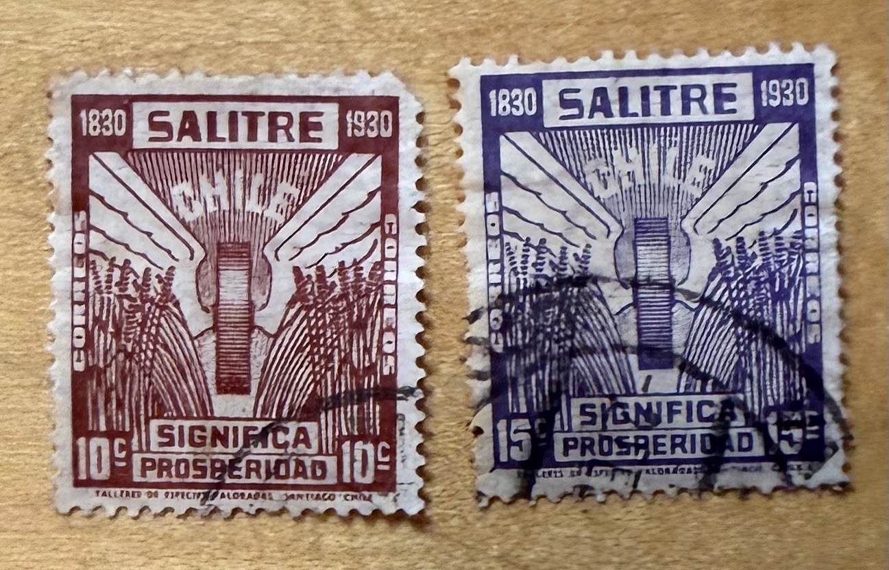 Chile Postage Stamp Lot Of 2 Saltpeter Prosperity 10-15 Centavos 1930