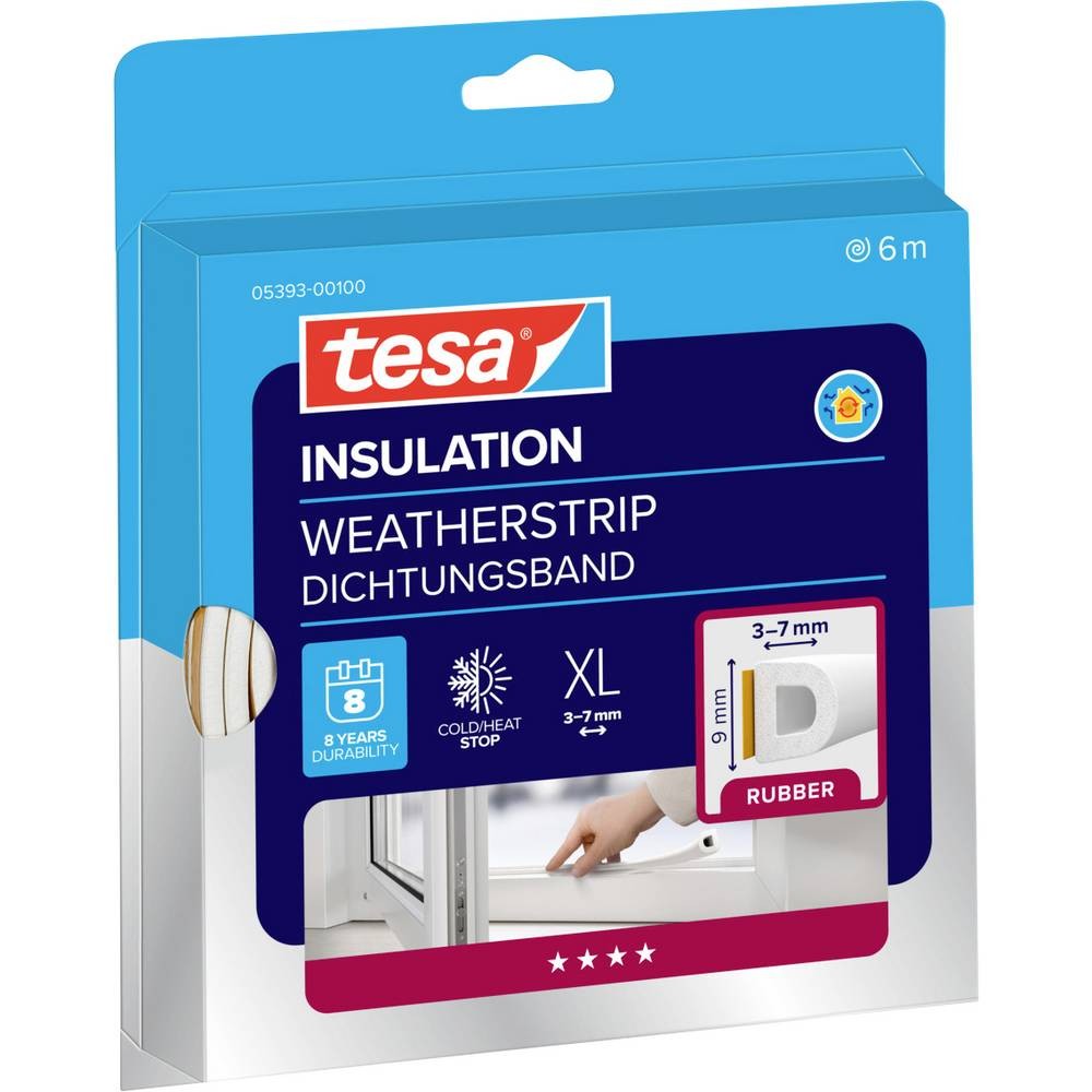 Joint en bande tesamoll blanc D-Profil tesa 6m x 9mm pour isolation