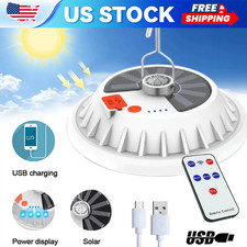 2x Camping Outdoor Rechargeable Solar Lantern Hanging Light Lamp Includes Remote