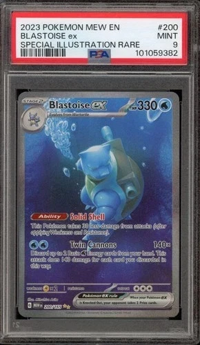 Pokemon Blastoise ex 151 MEW EN Special Illustration Rare #200 PSA 9 Mint