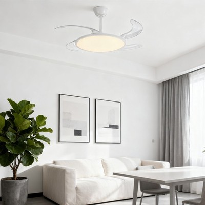 3CCT 42'' Retractable LED Ceiling Fan Light Kit Dimmable with Remote APP Control