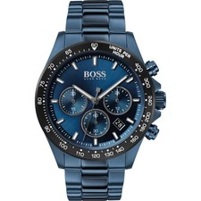 New Hugo Boss HB1513758 Hero Sport Lux Mens' Blue Stainless Chronograph Watch