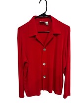 Chicos Design Shirt Red Button Down Medium USA Made Retro Glam 90s
