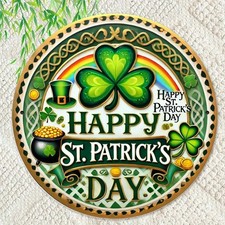 Tin Metal Signs Home D cor Printed St. Patrick'S Day Sign 7.8" Round Vibrant HD