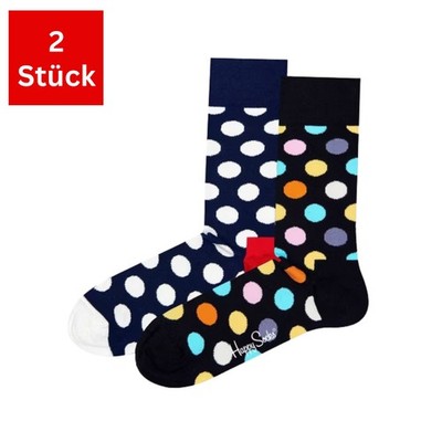 Happy Socks 2er-Pack Baumwollsocken, mehrfarbig, Unisex