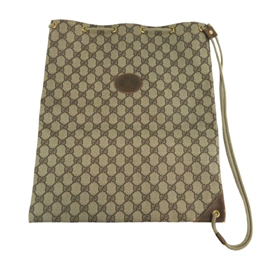 Sac à cordon GUCCI GG monogramme PVC x cuir 97 19 302 marron accessoire Colle
