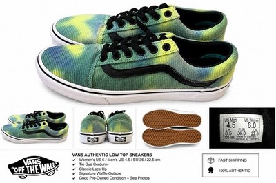 Vans ComfyCush Tie Dye Corduroy Sneakers Women s 6 Men s 4.5 Low Top