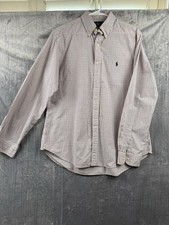 Ralph Lauren Shirt Mens Large Red, White, And Blue Custom Fit Long Sleeve Polo