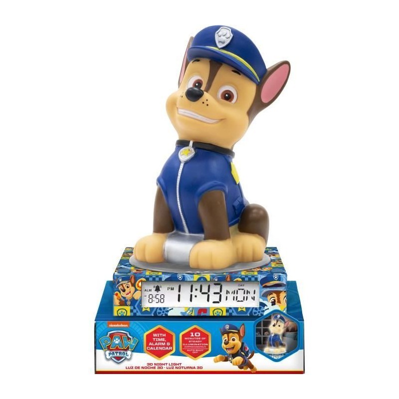 Réveil 3D Paw Patrol Kids Licensing sur la table de chevet pour ritualiser le coucher