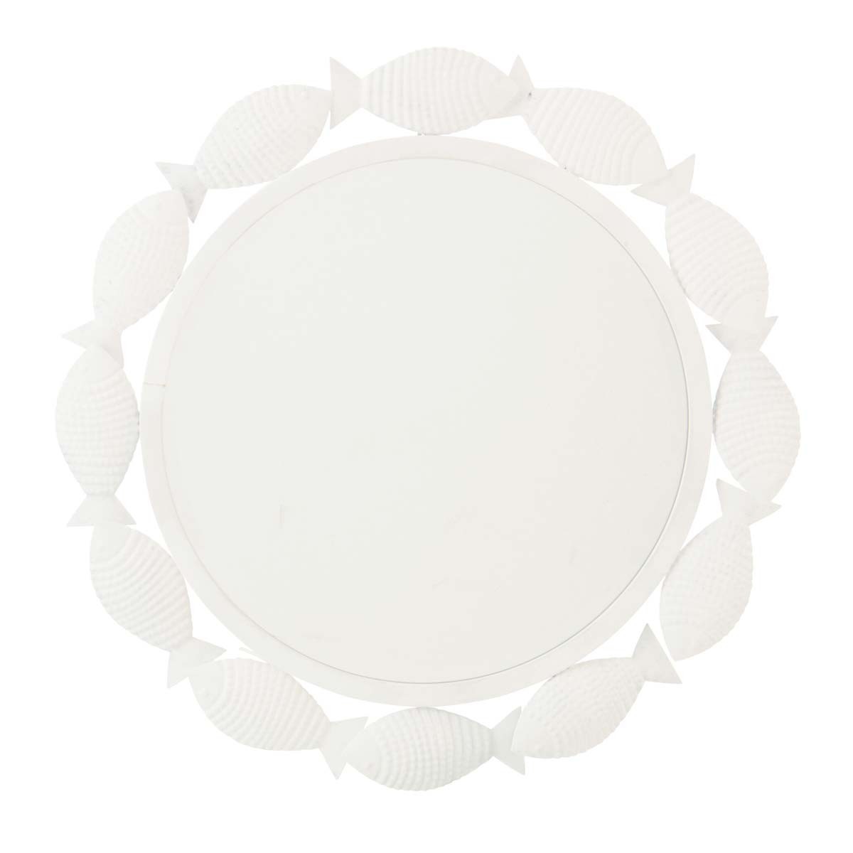 Miroir mural poisson blanc en métal 76cm pour habiller un grand mur vide sans style