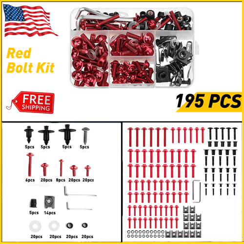 For Kawasaki Complete Fairing Bolt Kit Body Screws Motorcycle Replace Parts Red