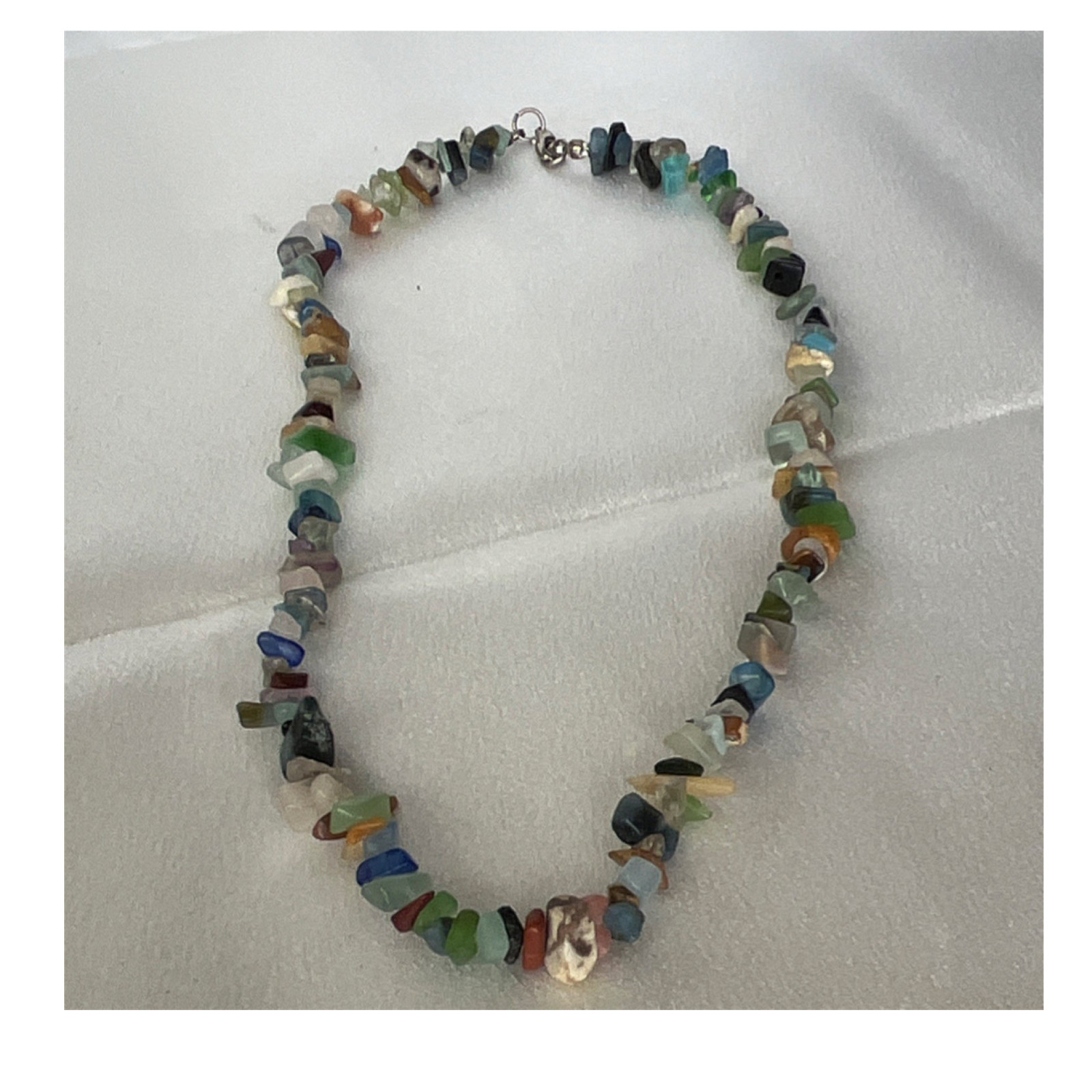 Multicolor Assorted Gemstone Chip Beaded Necklace Handcrafted Bohemian