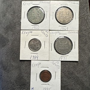 1966, 69, 71, 89, 95 Republic of Kenya Swahili: Jamhuri ya Kenya. 5 Coin Lot.