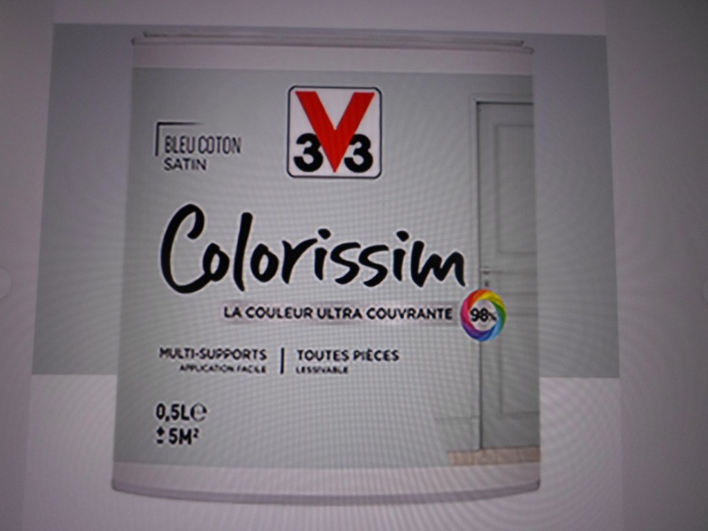 Peinture multi-supports Colorissim aspect satiné Bleu Coton formule monocouche 0.50L