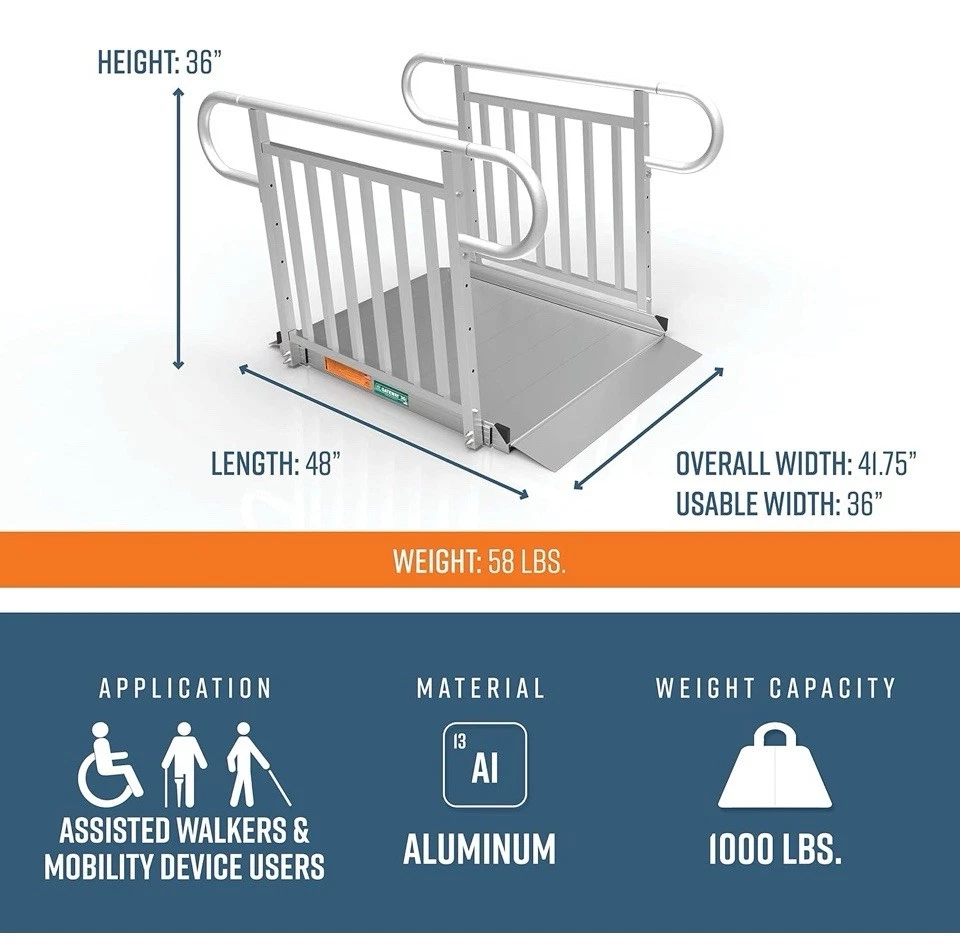 Портативный алюминиевый пандус для инвалидной коляски EZ-ACCESS GATEWAY 3G 4 фута (совершенно новый) - Изображение 3 из 4