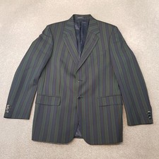 Brook Taverner Mens Jacket 38R Green Blue Stripes Boating Regatta Blazer VTG