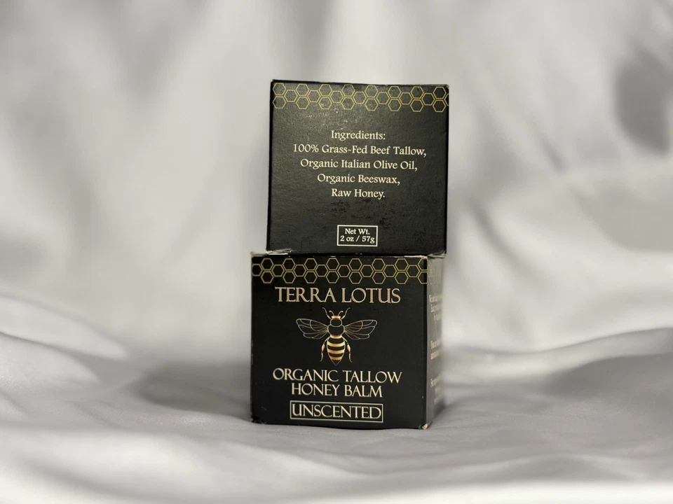 PACK 2 - Bálsamo de sebo orgánico Terra Lotus con miel cruda 2 oz EA - sin perfume Foto 2 de 4