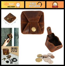 Premium Leather Coin Pouch - Compact Change Holder Mini Wallet - Set of 2 for