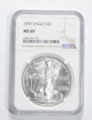 MS69 1997 American Silver Eagle NGC Brown Label *0716