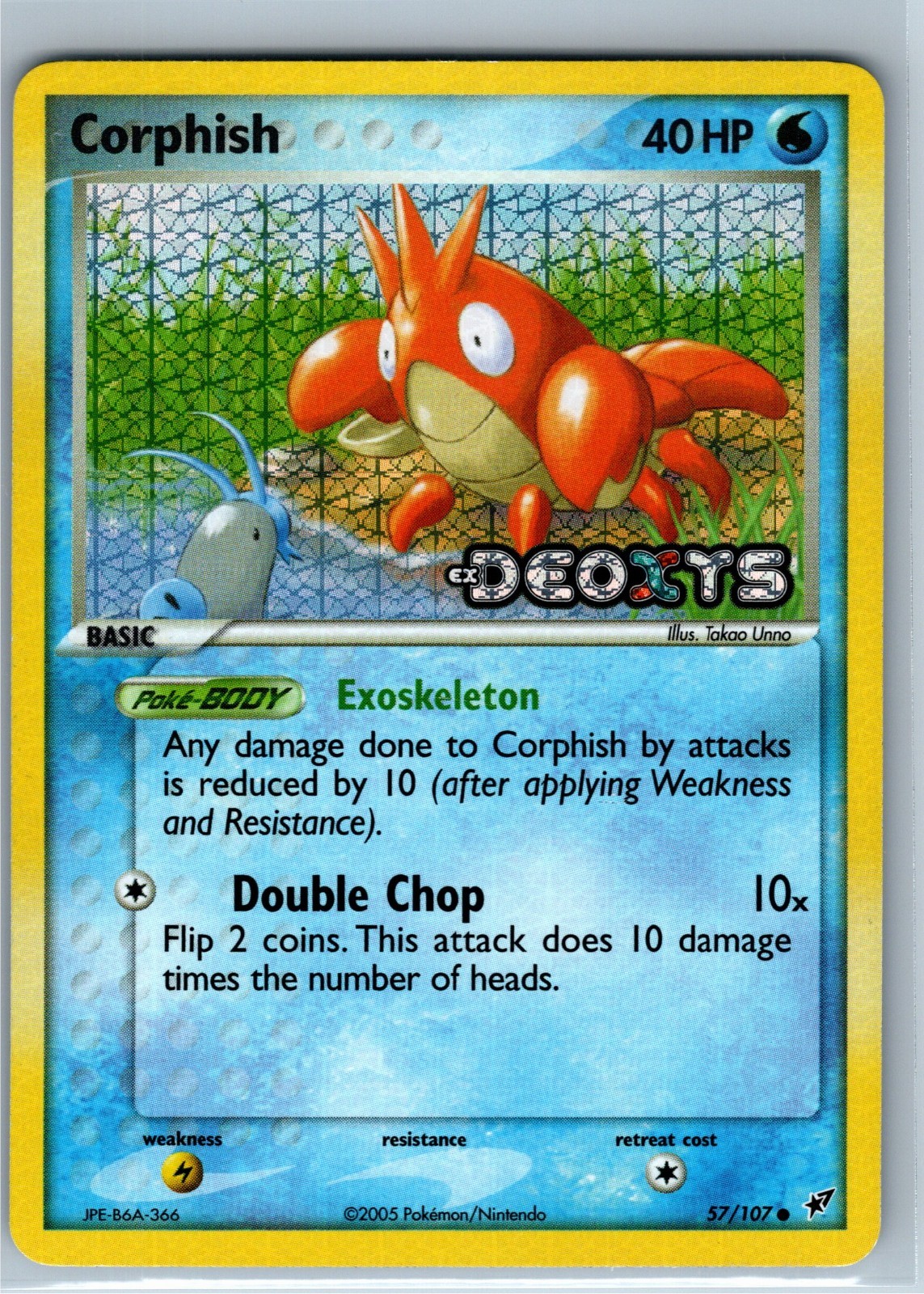 Corphish 57/107  - EX Deoxys - Reverse Holo Stamped 2005 Pokemon Card MP