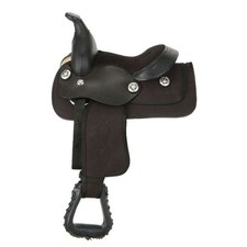 T I 8 Inch Black Horse Western Saddle - Leather and Synthetic Western Saddle