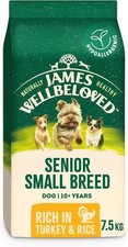 7.5kg James Wellbeloved Small Breed 10+ Years Senior Dry Dog Food Turkey & Rice 4.31 per kilo