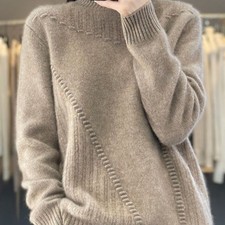 Womens Winter Fall Solid Colar Sweater Knitted Thick Pullover Knitwear Warm Tops