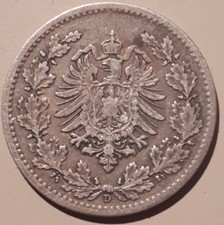 DEUTSCHLAND /GERMANY :  SELTENE 50 PFENNIG 1877 D KM 8 XF