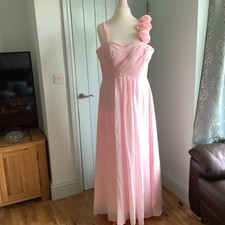 One Detail Shoulder Chiffon Bridesmaid,prom Party Dress Baby Pink Size 12