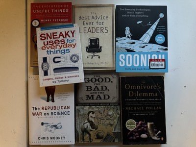Lot Of 7 Books Science Soonish Useful Things Omnivore s Dilemma Leadership