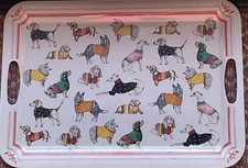 M&S LARGE TRAY MELAMINE DOGS ALL BREEDS WITH CLOTHES SERVING TRAY ANIMALS DOGS