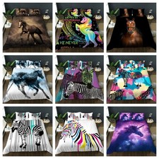 3D Horse Zebra Unicorn Watercolor Quilt Cover Duvet Cover Comforter set
