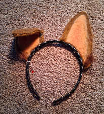 Lot of 2 Costume Animal Ear Headbands Brown & Gray,  One Size