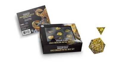 Fanroll Dungeons & Dragons D&D Dragon Scale Metal Dice Set: Gold