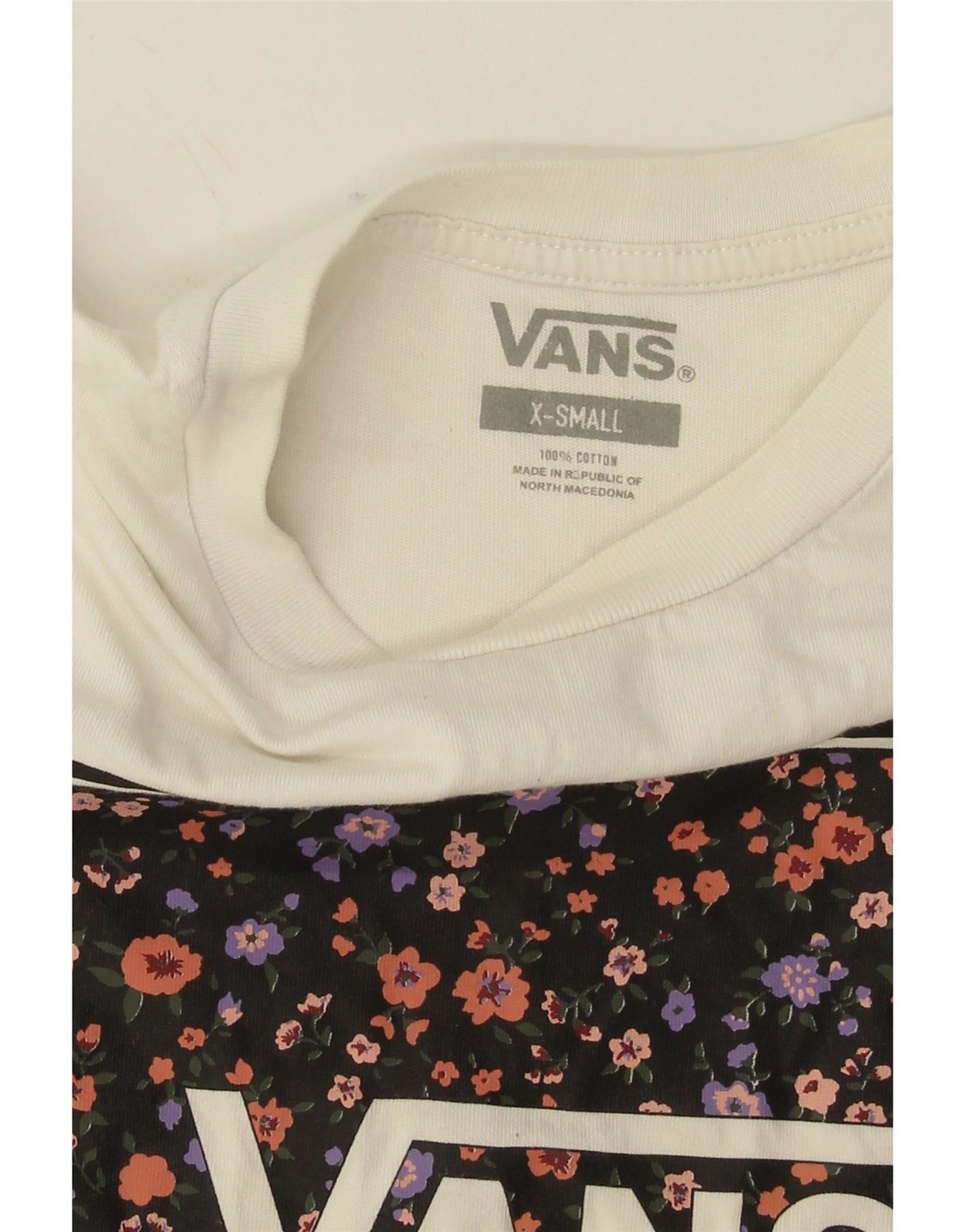 VANS Womens Crop Graphic T-Shirt Top UK 6 XS White Cotton DS38 thumbnail 4