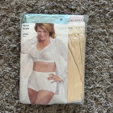 SIZE 10 Underscore 3 Pack Womens Nylon Briefs Panties Nude Cream Rose NEW