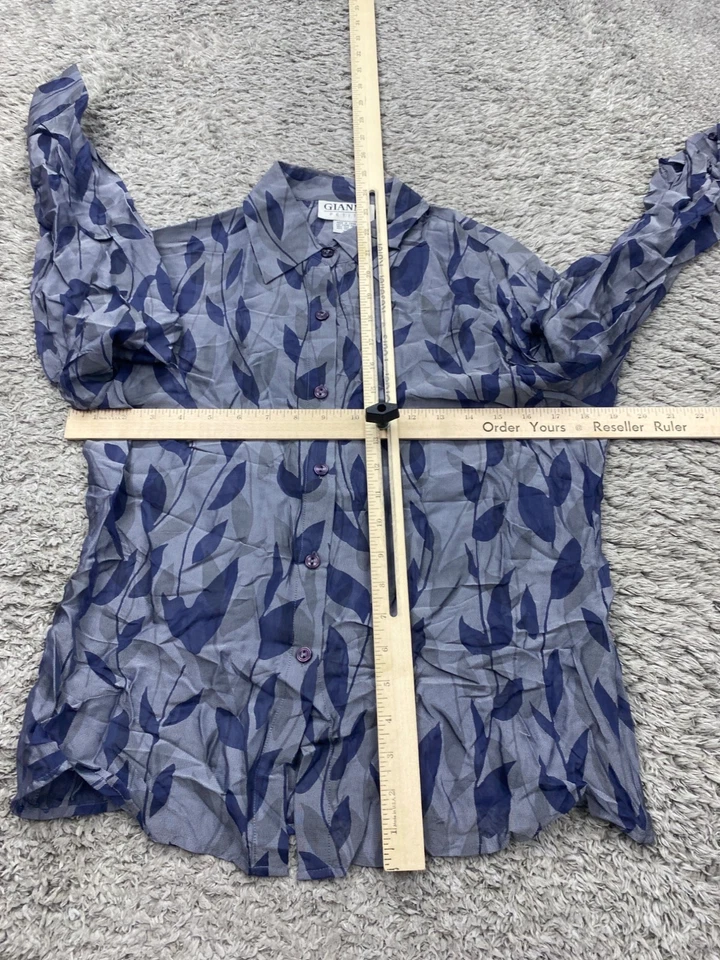 Camisa Gianni Versace Top Mujer 10 Pequeña Gris Floral Seda Rayón Abotonada De Colección Foto 4 de 4