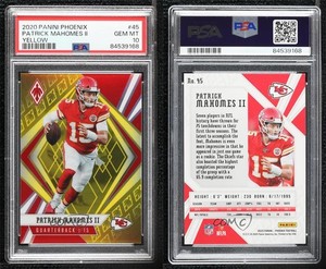 2020 Panini Phoenix Yellow /75 Patrick Mahomes II #45 PSA 10 GEM MT
