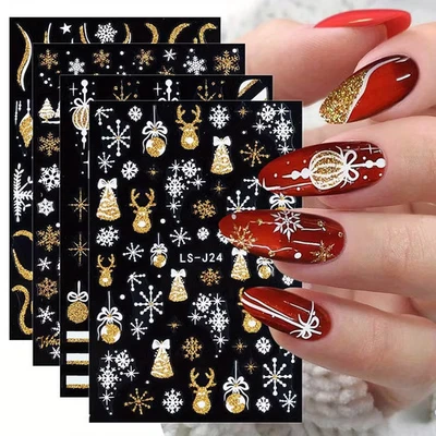 CHRISTMAS NAILS Christmas Nail Art Stickers Transfers Self Adhesive Decals Decor Design Manicure