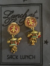 Lunch At The Ritz ORIENTAL PAGODA clip Earrings; RARE!!