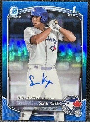 Sean Keys 2025 Bowman Chrome 1st True Blue Auto/150 Blue Jay Color Match Call Up