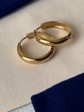 Stainless Steel Gold Plated Huggie Hoop Lightweight Earrings 25MM