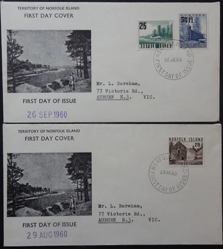 Australia Norfolk island first day cover pair SG 37-39